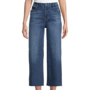 NWT Time And Tru Wide Leg Crop Blue Button Fly High Rise Jeans Womens Size 18